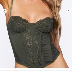 NWT lace corset cami top dark olive size large